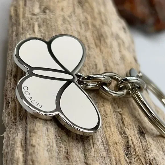 Silver White Butterfly Coach Purse Cham Key Chain - Picture 3 of 4